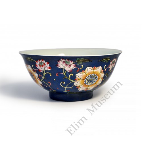 1464 A Pair of blue ground falancai bowls